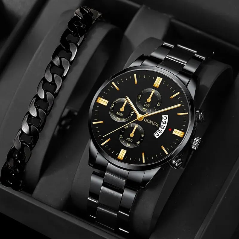 Conjunto Relógio Geneva e Pulseira